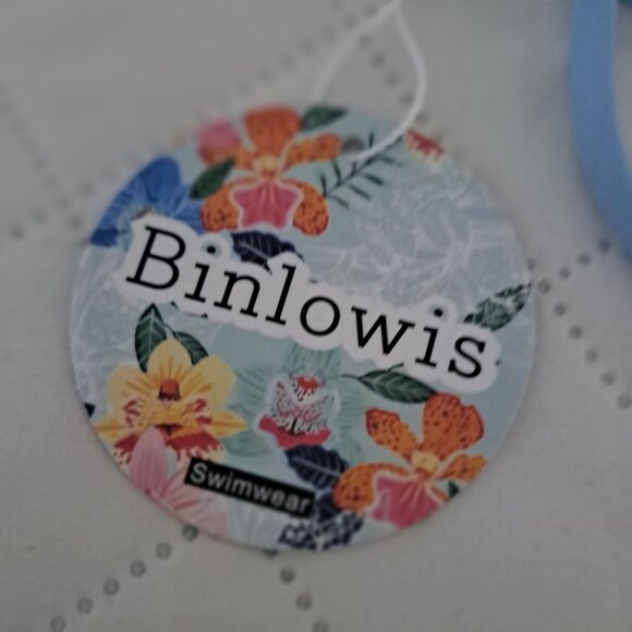 Binlowis V-Neck Push up One Piece Swimsuit Blue/Floral Print XL NWT - Picture 7 of 9